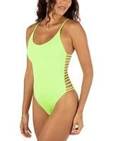 Hurley Juniors' Solid Cutout One-Piece Swimsuit