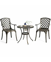 Sugift Outdoor Aluminum Dining Set of 2 Patio Bistro Chairs