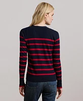 Lauren Ralph Women's Striped Cotton-Blend Cardigan