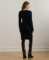 Lauren Ralph Women's Button-Trim Aran-Knit Sweater Dress