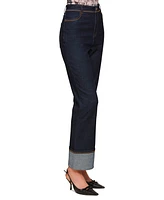 Avec Les Filles Women's Cuffed-Hem Flare Jeans