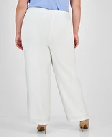 Kasper Plus Pull-On Wide-Leg Pants