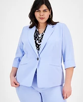 Kasper Plus 3/4-Sleeve One-Button Blazer