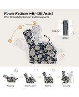 Hulala Home Ruprecht Farmhouse Lift Assist Power Recliner with Massage Heat and Manual Headrest