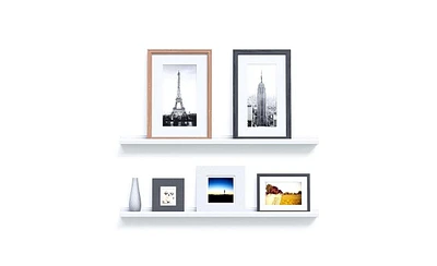 Slickblue 46 Inches Floating Picture Display Ledge Wall Mount Shelf Denver Modern Design White