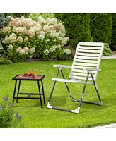Sugift Pp Folding Patio Chaise Lounger with 7-Level Backrest