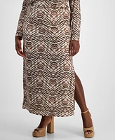 Bar Iii Trendy Plus Printed Knit Crepe Side-Slit Skirt, Exclusively at Macy's