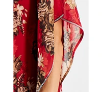 Jm Collection Women's Printed-Chiffon Poncho Top, Created for Macy's