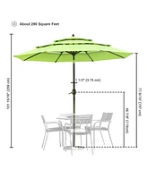 Yescom 10 Ft 3 Tier Patio Umbrella with Crank Handle Push to Tilt Yard Outdoor