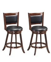 Sugift 2 Pieces 24 Inch Swivel Counter Stool Dining Chair Upholstered Seat