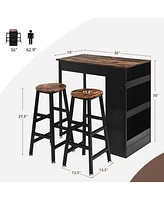 Sugift 3 Pieces Bar Table Set with Storage