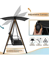 Sugift 2-Seat Outdoor Canopy Swing with Comfortable Fabric Seat and Heavy-duty Metal Frame