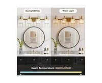 gaomon Bathroom Vanity Light Fixtures Modern Crystal Vanity Light Fixtures Over Mirror;4 Light Modern Crystal Wall Lighting with Square Shade Gold