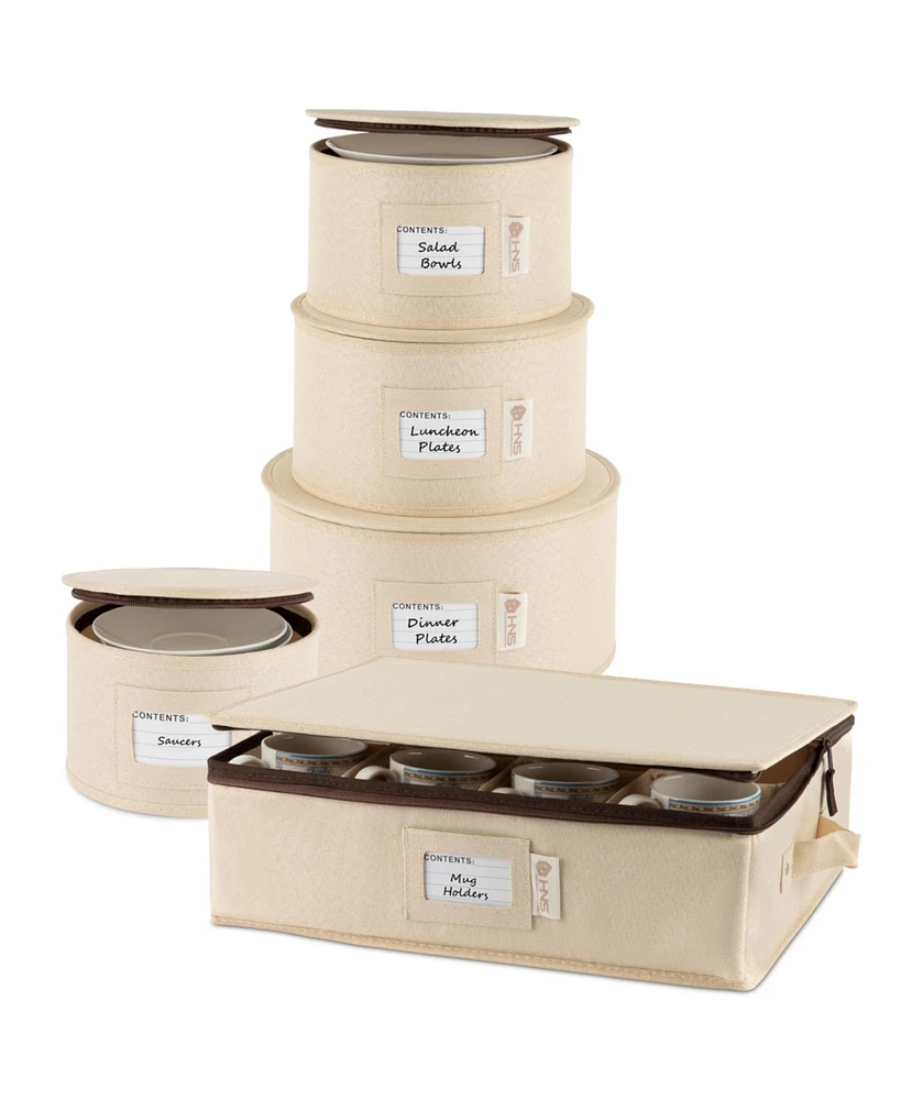 Florida Brands Hard Shell China Storage Containers 5-Piece Set Moving Boxes for Dinnerware Service 12