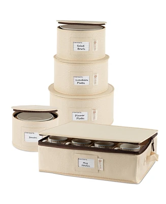 Florida Brands Hard Shell China Storage Containers 5-Piece Set Moving Boxes for Dinnerware Service for 12