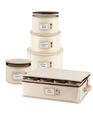 Florida Brands Hard Shell China Storage Containers 5-Piece Set Moving Boxes for Dinnerware Service for 12