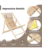 Inolait Single Solid Fir Wood Lounge Chair with 3-Level Adjustable Backrest and Soft Padded Headrest