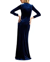 Tadashi Shoji Women's Bevan Velvet Waterfall Drape Gown