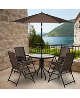 Sugift 4 Pieces Folding Dining Chairs with Steel Armrests and Sling Back