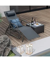 Sugift Outdoor Chaise Lounge Glider Chair with Armrests and Pillow