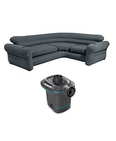 Intex Inflatable Corner Sectional Sofa with 120V Quick Fill Ac Electric Air Pump