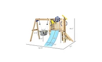 Slickblue Wooden Swing Set with Toddler Slide – Safe and Sturdy Outdoor Playset for Young Children, Perfect for Backyard Fun