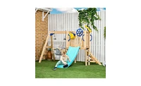 Slickblue Wooden Swing Set with Toddler Slide – Safe and Sturdy Outdoor Playset for Young Children, Perfect for Backyard Fun