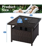 Inolait Outdoor Patio Rattan Wicker Steel Side Deck Table