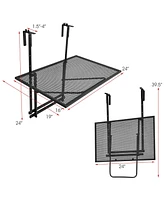 Sugift Railing Folding Table with 5-Level Adjustable Heights