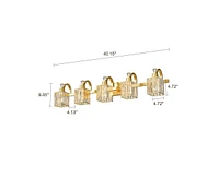 gaomon Bathroom Vanity Light Fixtures Modern Crystal Vanity Light Fixtures Over Mirror，5 Light Modern Crystal Wall Lighting with Square Shade G