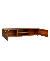 Slickblue Walnut Tv Stand for 70-Inch TVs – Media Console Entertainment Center with Storage Cabinet