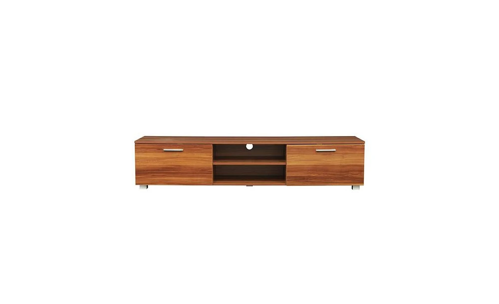 Slickblue Walnut Tv Stand for 70-Inch TVs – Media Console Entertainment Center with Storage Cabinet