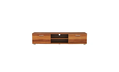 Slickblue Walnut Tv Stand for 70-Inch TVs – Media Console Entertainment Center with Storage Cabinet