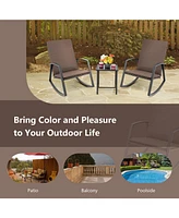 Vebreda 3 Pieces Patio Rattan Rocking Furniture Set