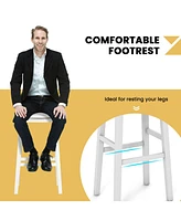 Sugift 2 Pieces 31.5 Inch Upholstered Saddle Barstools with Padded Cushions