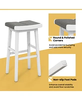Sugift 2 Pieces 31.5 Inch Upholstered Saddle Barstools with Padded Cushions