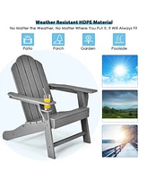 Vebreda Outdoor Adirondack Chair with Built-in Cup Holder for Backyard Porch