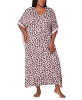 Ellen Tracy Plus Printed V-Neck Caftan Nightgown