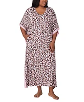 Ellen Tracy Plus Printed V-Neck Caftan Nightgown