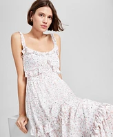 And Now This Women's Floral-Print Ruffled Tiered Smocked-Waist Maxi Dress, Exclusively at Macy's