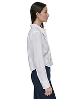 Dkny Jeans Petite Cropped Button-Front Shirt