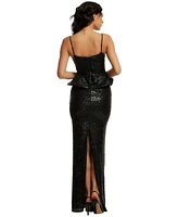 Dress the Population Women's Akiah Sequined Peplum Gown