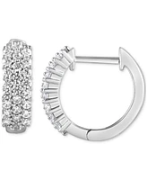 Diamond Triple Row Hoop Earrings (1/2 ct. t.w.) in 14k White Gold