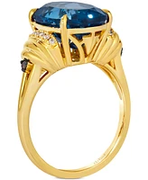 Le Vian London Blue Topaz (6-3/8 ct. t.w.) & Diamond (1/20 ct. t.w.) Oval Ring in 14k Yellow Gold