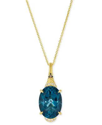 Le Vian London Blue Topaz (6-3/8 ct. t.w.) & Diamond Accent Oval 20" Adjustable Pendant Necklace in 14k Yellow Gold