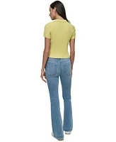 Dkny Jeans Petite Short-Sleeve Ribbed Polo Shirt