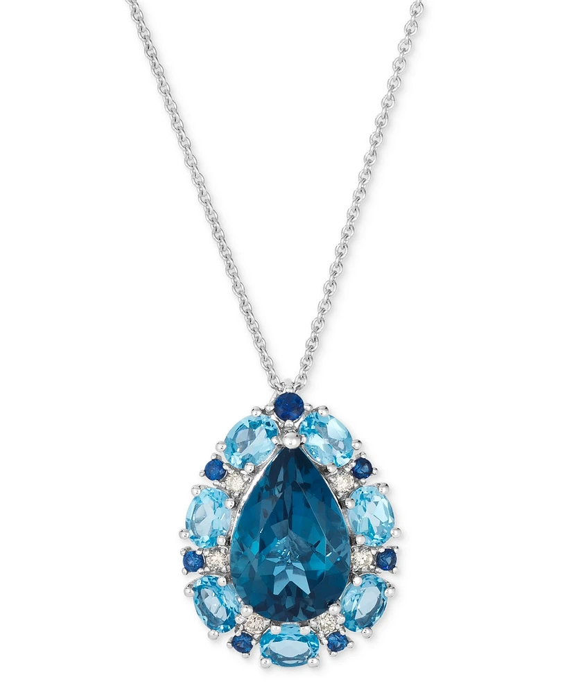 Le Vian Multi-Gemstone (4-1/2 ct. t.w.) & Nude Diamond (1/20 ct. t.w.) Pear-Shape 20" Adjustable Pendant Necklace in 14k White Gold