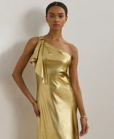 Lauren Ralph Women's Metallic Charmeuse One-Shoulder Gown