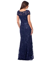 Xscape Women's Sequined Lace Cap-Sleeve Gown