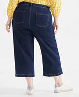 Style & Co Plus High Rise Wide-Leg Cropped Jeans, Exclusively at Macy's